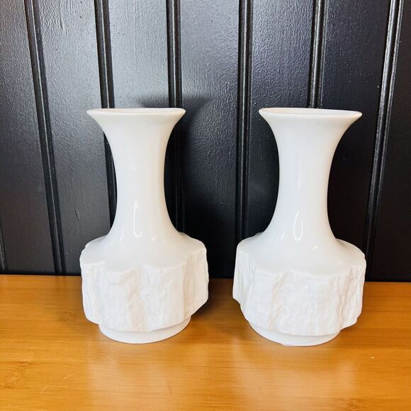 2 Bareuther Waldsassen Vase 241 Textured Tree Bark Bavaria Germany 5.5" MCM 6014 - Picture 3 of 11